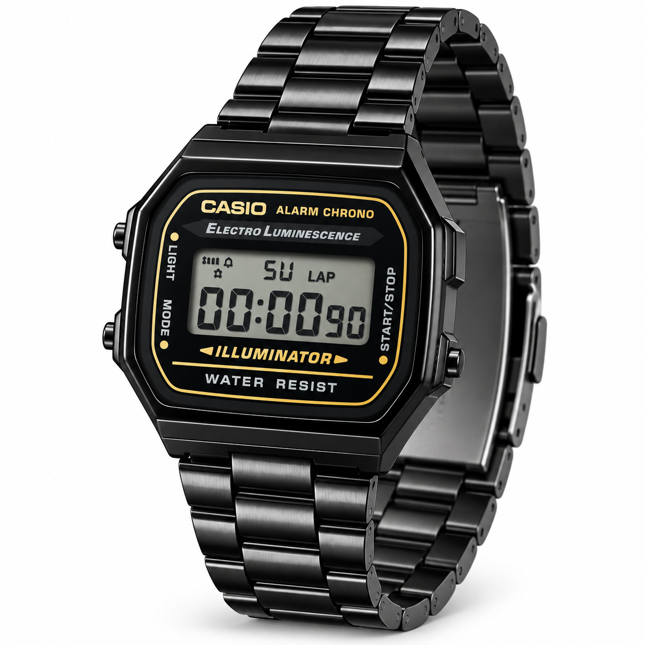 CASIO Vintage A168 Black Digital Stainless Steel Watch