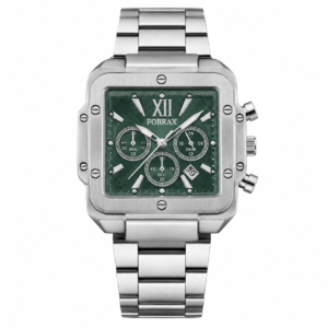 FOBRAX Green Dial Stainless Steel Chronograph Style Quartz Watch