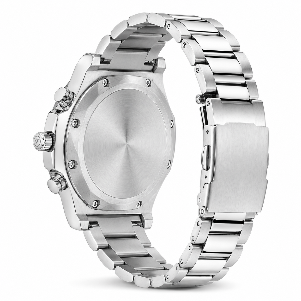 FOERAS Green Dial Open-Heart Style Silver-Tone Watch