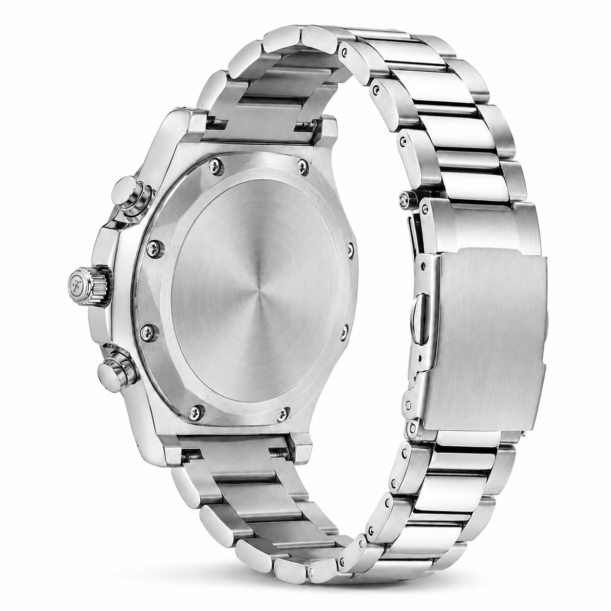 FOERAS Green Dial Open Heart Silver-Tone Metal Bracelet Watch