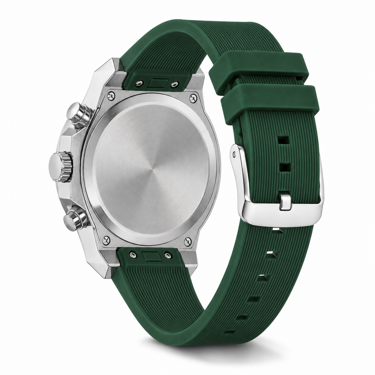 FOBRAS Green Skeleton Dial Chronograph Style Watch with Silicone Strap