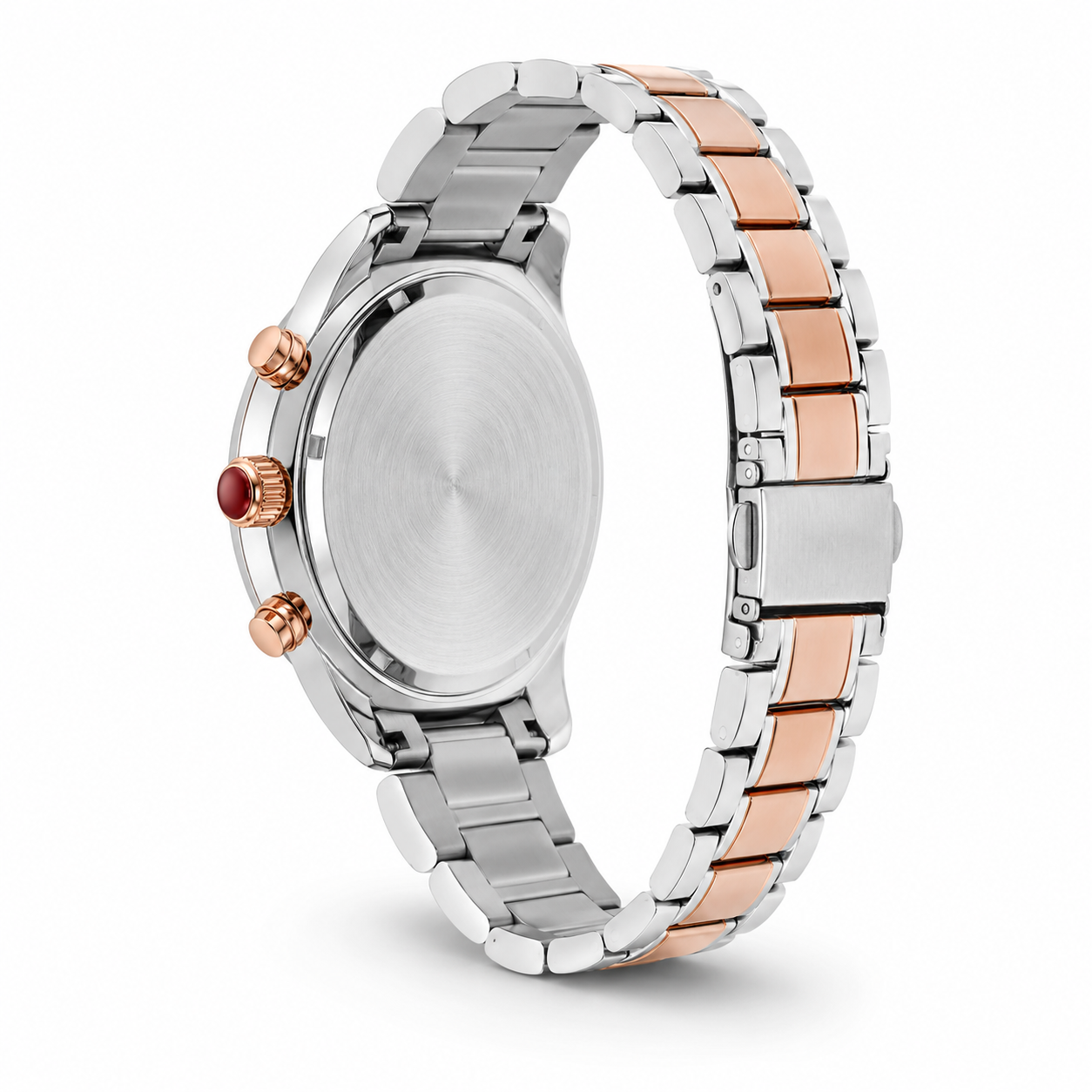 Elegant Rose Gold & Silver Chronograph Style Women’s Watch