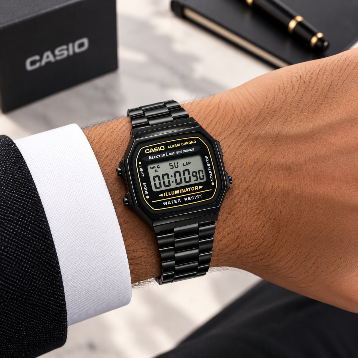 CASIO Vintage A168 Black Digital Stainless Steel Watch