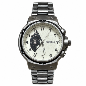 FOBRAS Men’s Silver Analog Watch with Stainless Steel Metal Bracelet