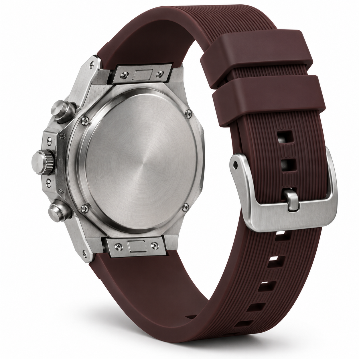 FOBRAS Men's Luxury Skeleton Analog Watch – Silver & Brown