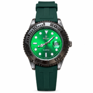 Green Luxury Style Men’s Analog Watch with Silicone Strap
