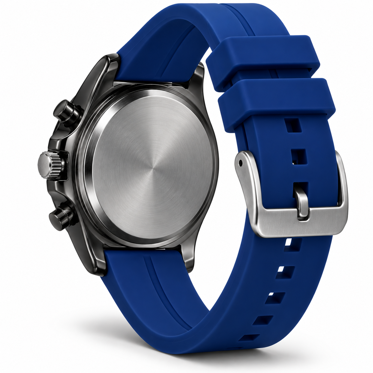 Blue Sporty Chronograph Men's Analog Watch with Silicone Strap