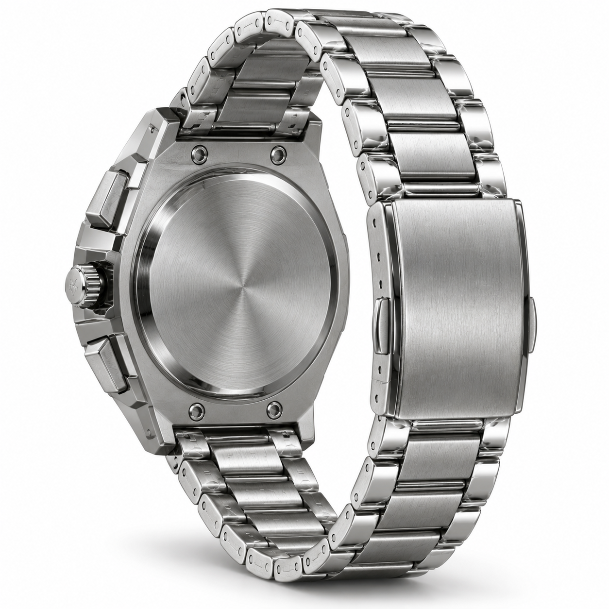 Silver Men's Luxury Skeleton Analog Watch with Stainless Steel Strap