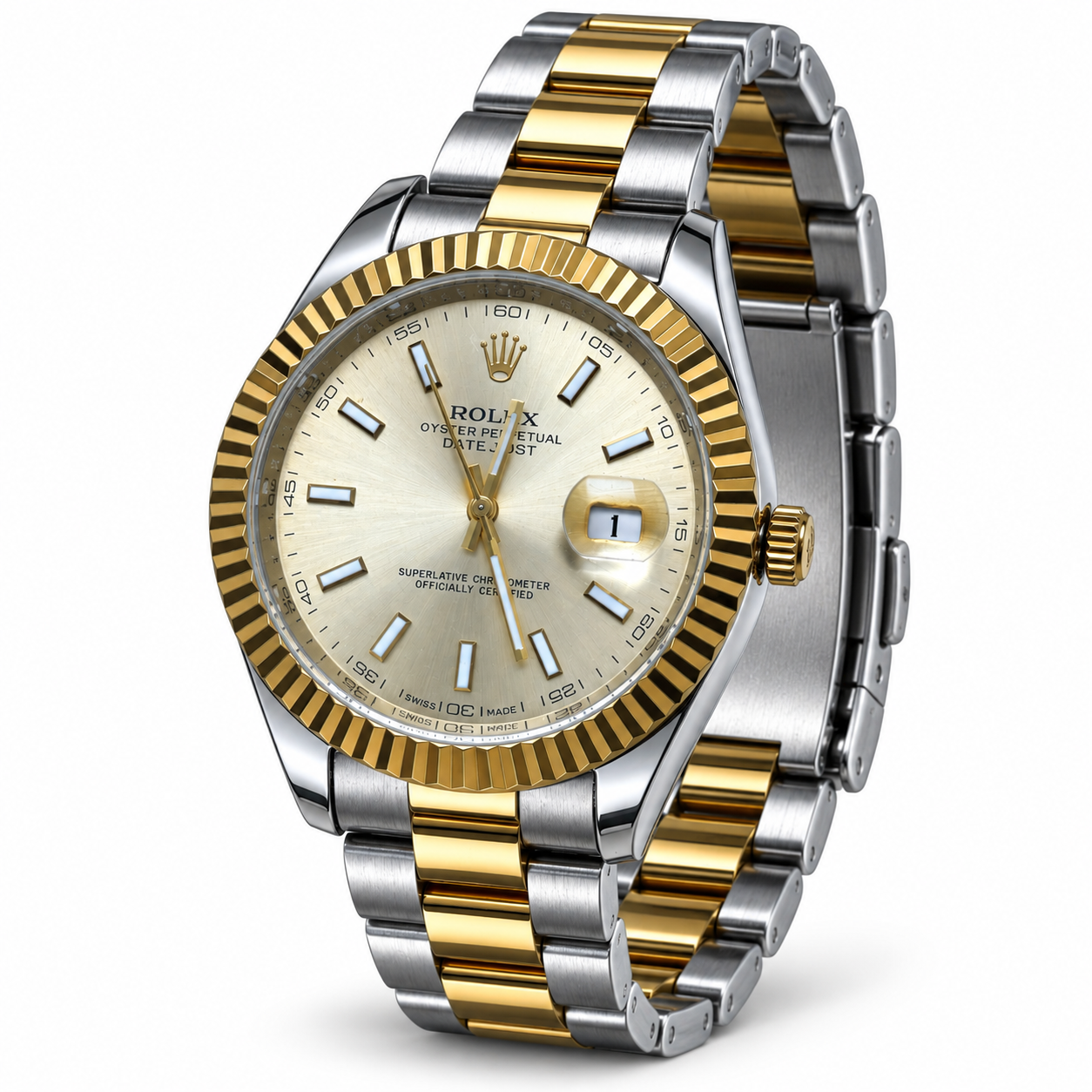 Silver & Gold Men's Luxury Analog Watch with Champagne Dial