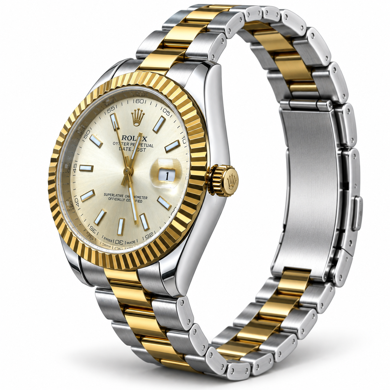Silver & Gold Men's Luxury Analog Watch with Champagne Dial