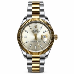 Silver & Gold Men’s Luxury Analog Watch with Champagne Dial