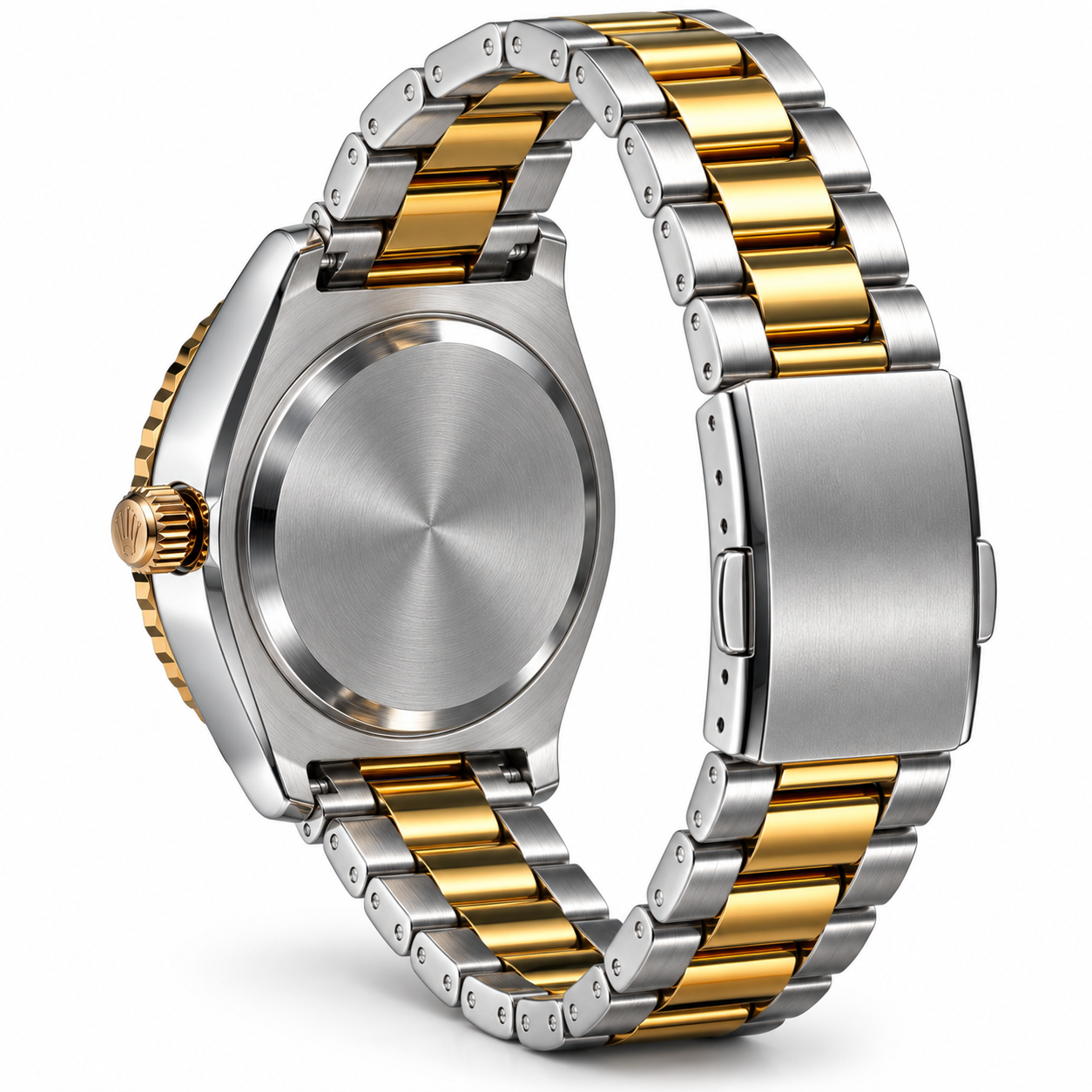 Two-Tone Silver & Gold Men's Luxury Analog Watch with Blue Dial