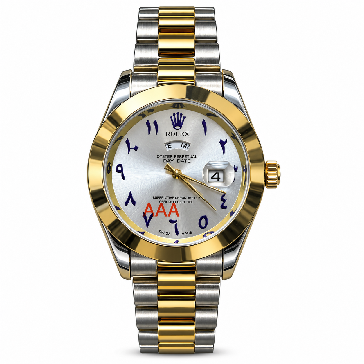 Two-Tone Gold & Silver Men's Luxury Analog Watch with White Dial