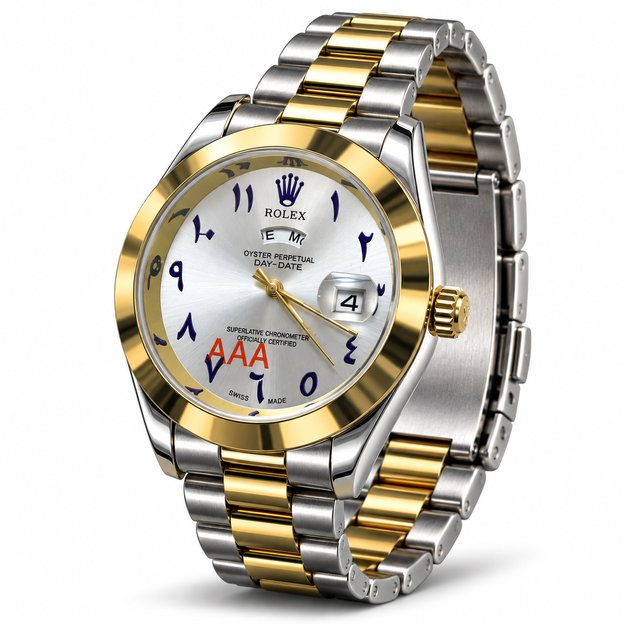 Two-Tone Gold & Silver Men's Luxury Analog Watch with White Dial