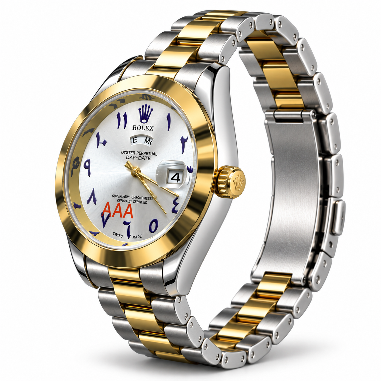 Two-Tone Gold & Silver Men's Luxury Analog Watch with White Dial