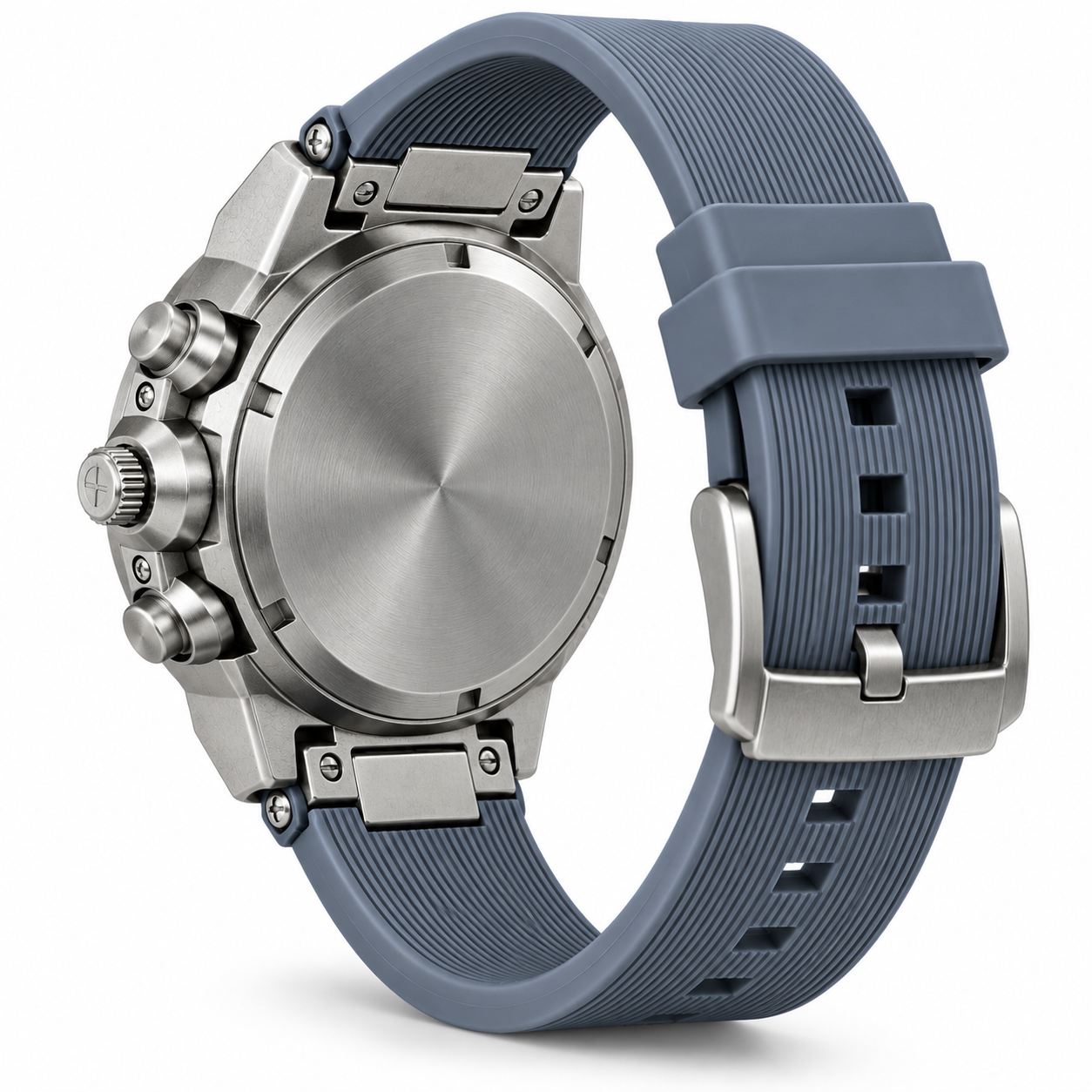 FOBRAS Men's Silver Grey Dial Blue Silicone Strap Analog Watch
