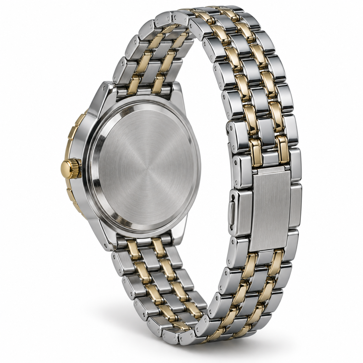 Roshnal Women's Luxury Analog Quartz Watch – Silver & Gold Tone Crystal Bezel